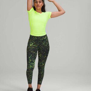 Lululemon Base Pace High Rise Tight Leggings Size 6 Sparks Fly Multi Black EUC